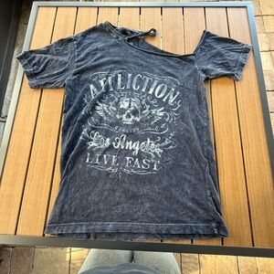 Affliction American Tee in Charcoal Gray